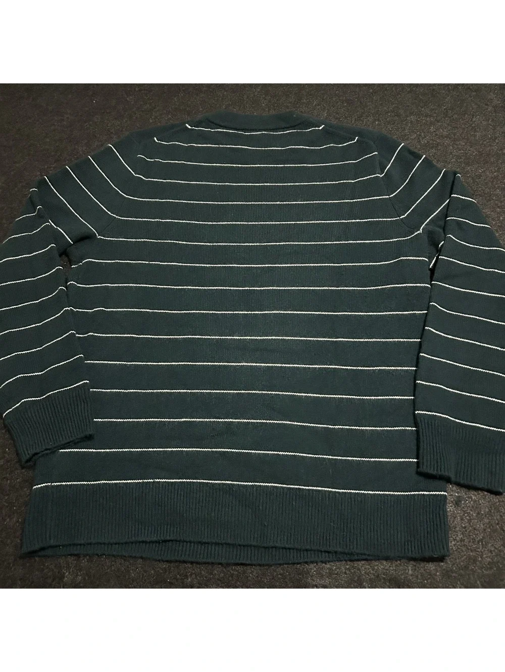 J.Crew Men's Midnight Green Stripe 100% Cashmere Crewneck Sweater Size Large